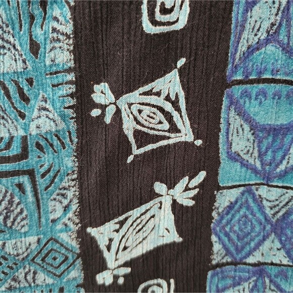 Karin Stevens Vintage Blue Batik Print Sleeveless Blouse Sz 18 Indie Boho Hippie - Picture 6 of 16